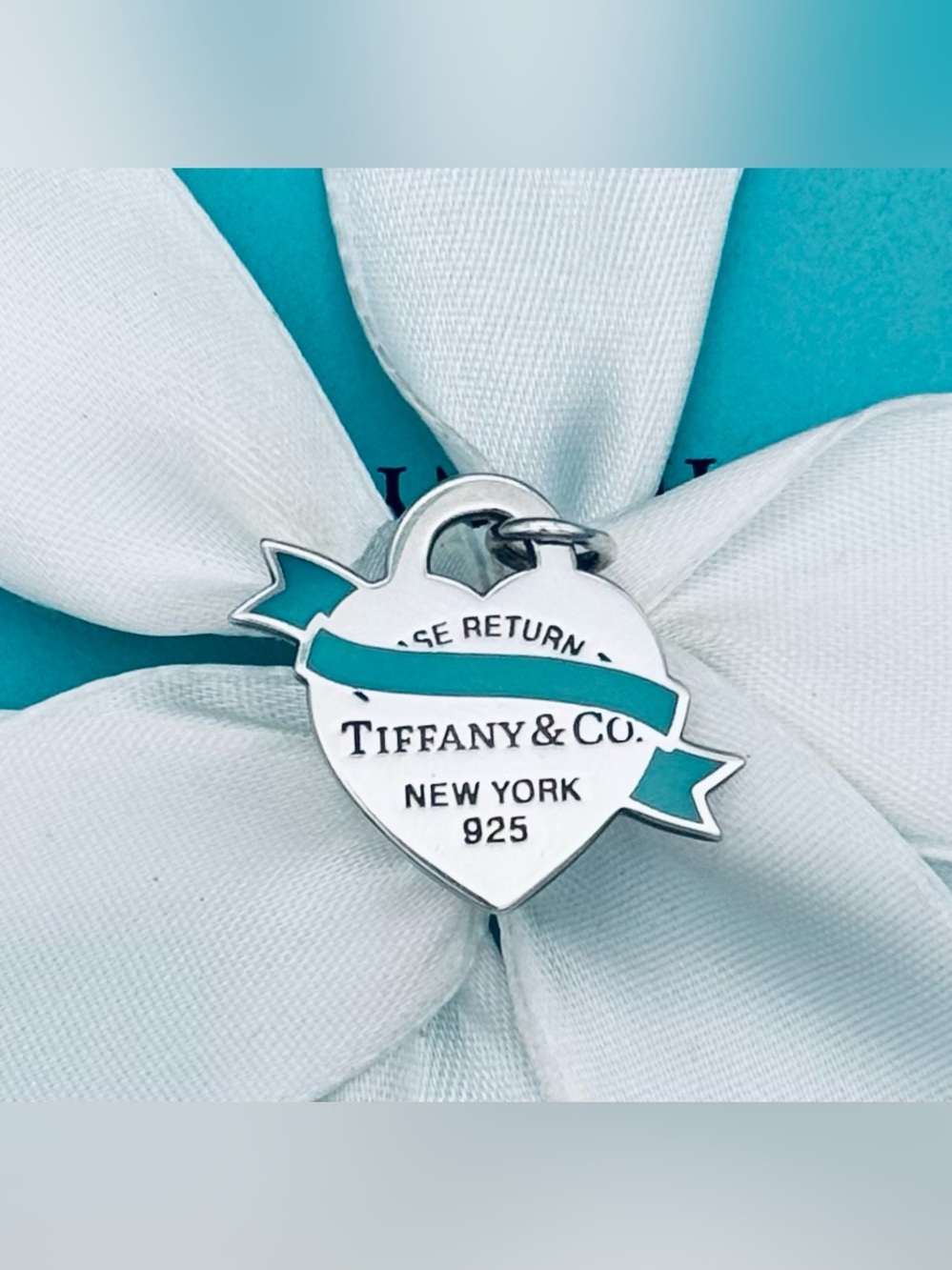 Tiffany & Co. Sterling Silver Return to Tiffany Blue Banner Heart Charm